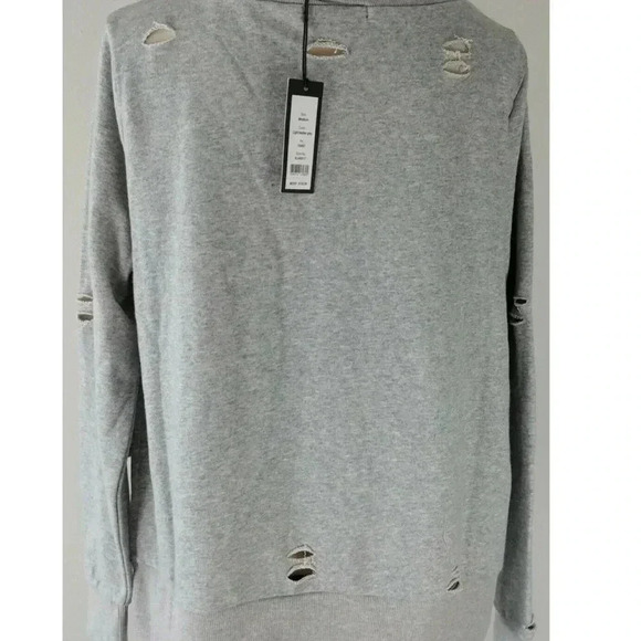 Romeo & Juliet Sweatshirt Gray Distressed Tie Side - Picture 4 of 12